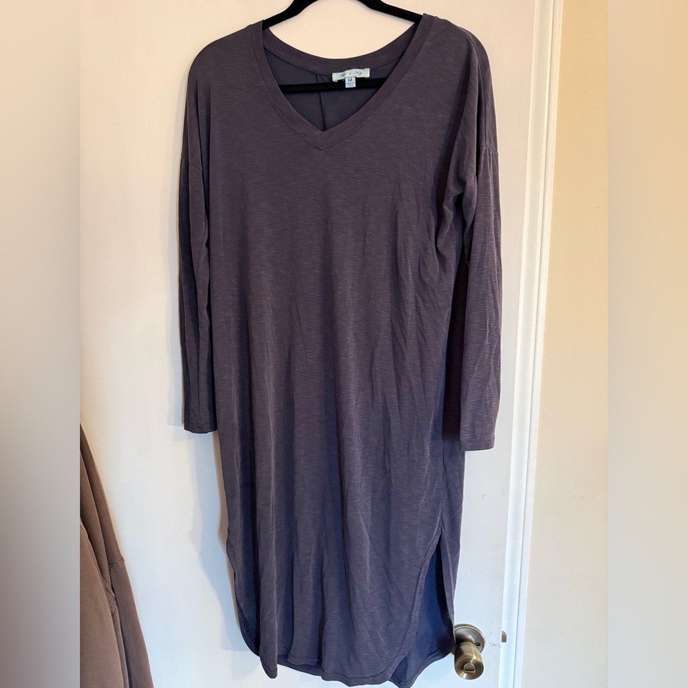 Elegant V-Neck Gray Dress